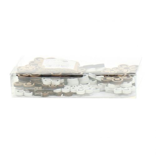 Floristik21 Holzblume Weiß/Natur 3cm - 4,5cm 48 St