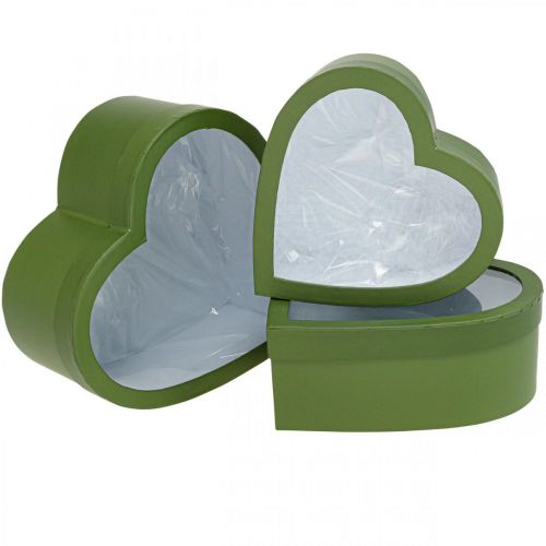 Blumen Geschenkbox Herz Flowerbox Grün 24/21,5/19cm 3er-Set
