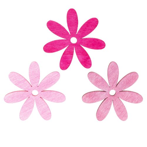 Deko Blüten aus Holz Rosa Pink Lila 4cm Streublumen 72 Stück für Dekoration