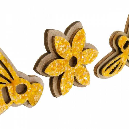 Artikel Blumen und Bienen zum Streuen Orange Holz Streudeko Frühling 36 St