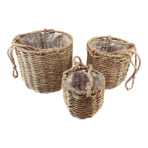 Floristik21 Blumenampel Übertopf Seegras Korb Ø15/20/25cm 3er-Set