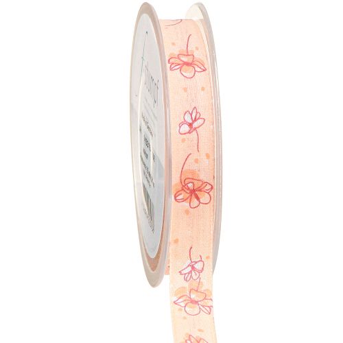 Floristik21 Blumenband Frühling Geschenkband Apricot Pastell 15mm 20m Dekoration