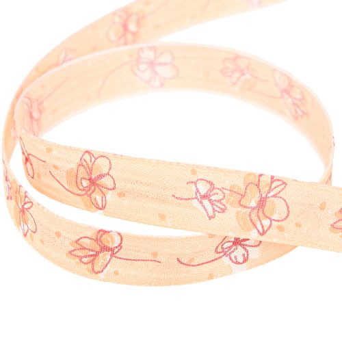 Artikel Blumenband Frühling Geschenkband Apricot Pastell 15mm 20m Dekoration