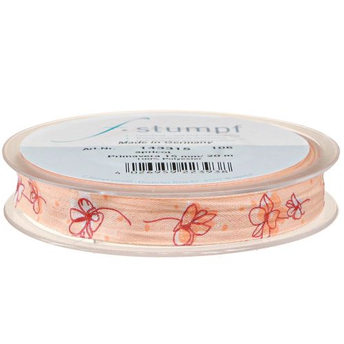 Artikel Blumenband Frühling Geschenkband Apricot Pastell 15mm 20m Dekoration