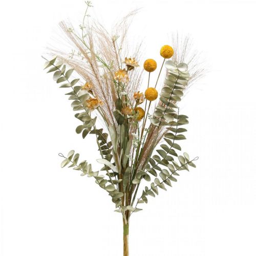 Floristik21 Kunstblumen Craspedia Federgras Eukalyptus 55cm Bund