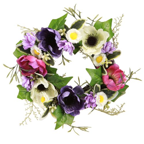 Floristik21 Kunstblumenkranz Anemonen Margeriten Lila Weiß Ø25cm Dekoration