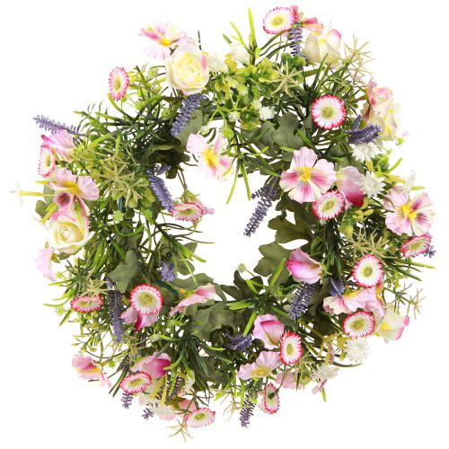 Artikel Blumenkranz künstlich Frühlingsdeko Rosa Creme 33cm