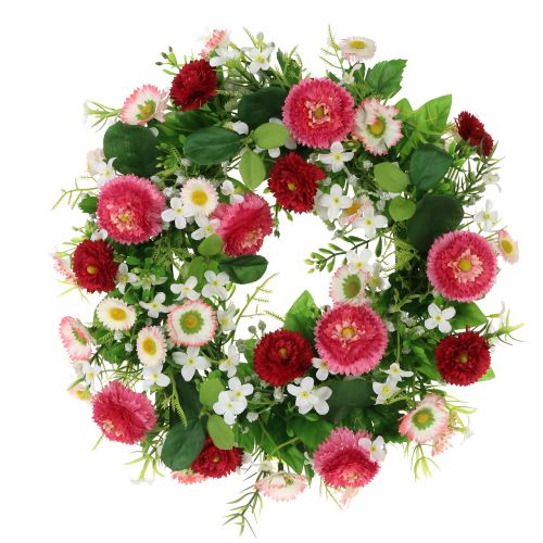 Floristik21 Blumenkranz mit Bellis Pink-Weiß Ø30cm