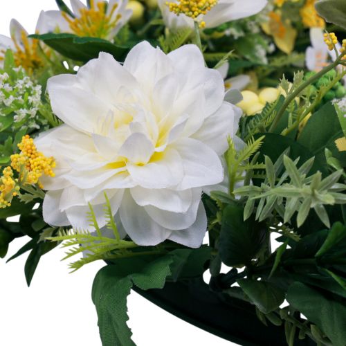Floristik21 Türkranz Wanddeko Blumen Dahlien Banksia Weiß Ø35cm