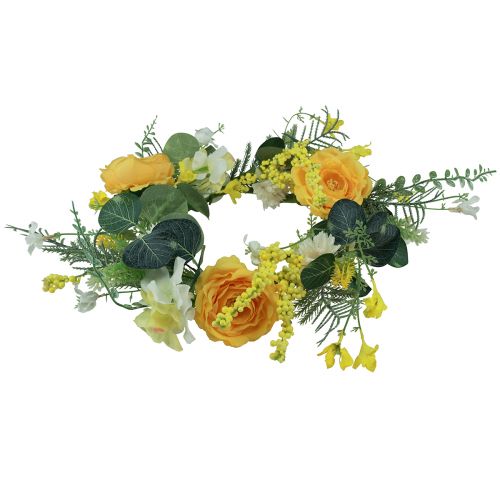 Artikel Blumenkranz künstlich Kunstblumenkranz Gelb Weiß 42cm