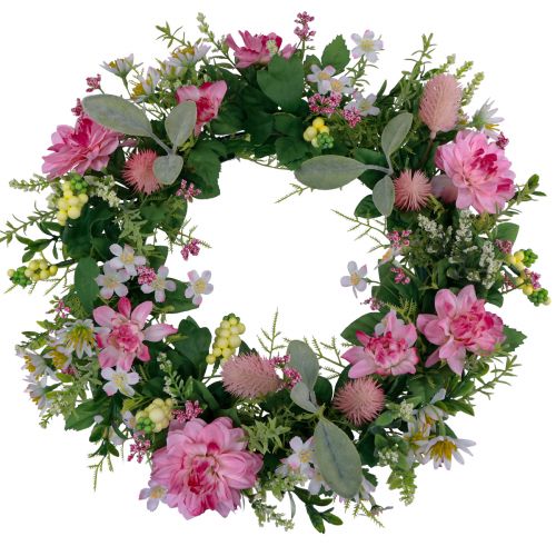 Floristik21 Türkranz Wanddeko Blumen Dahlien Banksia Rosa Ø35cm