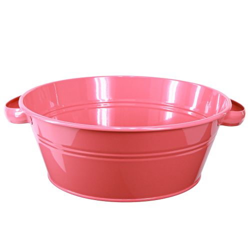 Artikel Blumenschale Rosa Metall Ø33,5cm mit Griffen, Dekoschale vielseitig