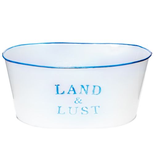 Blumenschale oval Pflanztopf Metall Weiß, Blau 26×17×12cm einkaufen | Floristik21.de