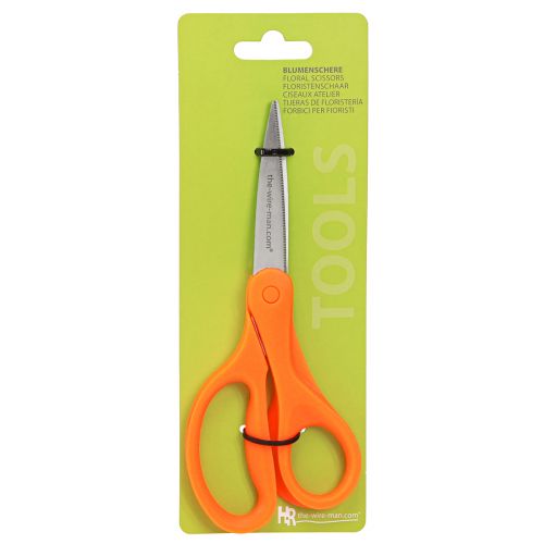 Artikel Blumenschere Edelstahl mit Zähnen Orange 20cm für Floristen