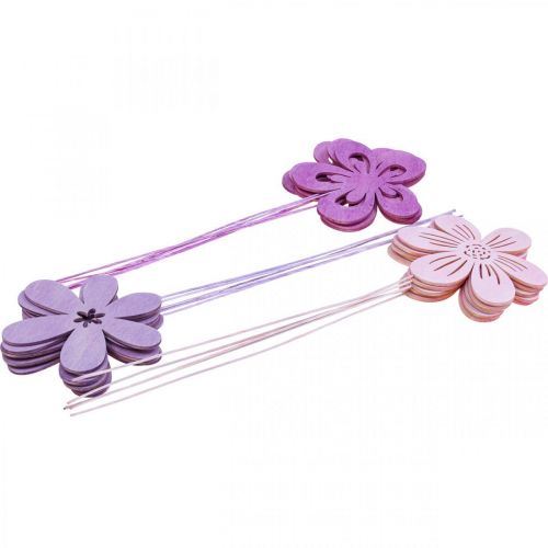 Floristik21 Gartenstecker Blume Blumenstecker Violett/Lila/Rosa Ø9,5cm 15St