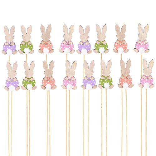 Artikel Blumenstecker Bunte Häschen Holz Osterdeko 6cm 12St