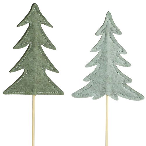 Artikel 6er Set Weihnachtliche Filz-Tannenbaum Blumenstecker, weihnachtsgrün & graugrün, Deko-Stecker für Festtafel & DIY