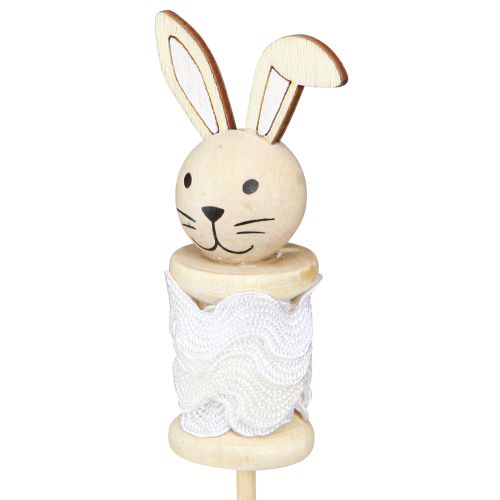 Artikel Osterdeko Blumenstecker Hase Holz Natur, Braun, Weiß 32cm 8er Set