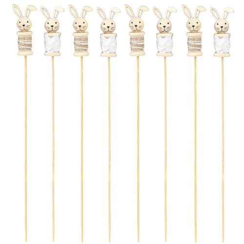 Artikel Osterdeko Blumenstecker Hase Holz Natur, Braun, Weiß 32cm 8er Set