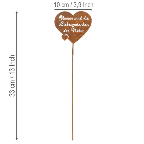Blumenstecker Herz mit Spruch Rost Metall Gartendeko 10cm 6 St | Floristik21.de