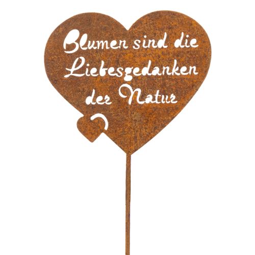 Blumenstecker Herz mit Spruch Rost Metall Gartendeko 10cm 6 St | Floristik21.de