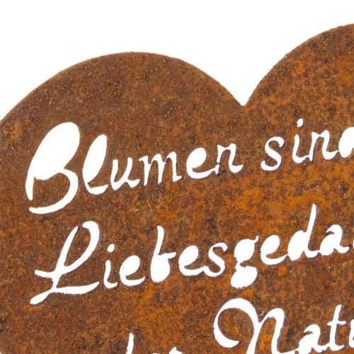 Blumenstecker Herz mit Spruch Rost Metall Gartendeko 10cm 6 St | Floristik21.de