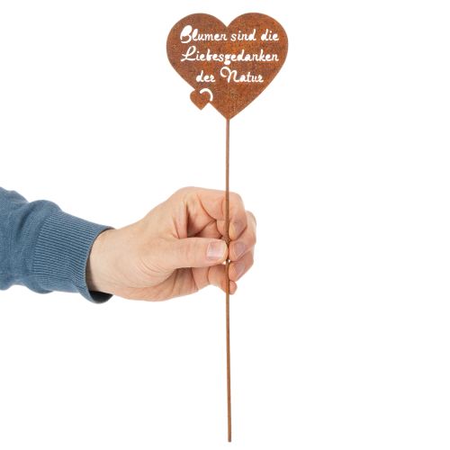 Blumenstecker Herz mit Spruch Rost Metall Gartendeko 10cm 6 St | Floristik21.de