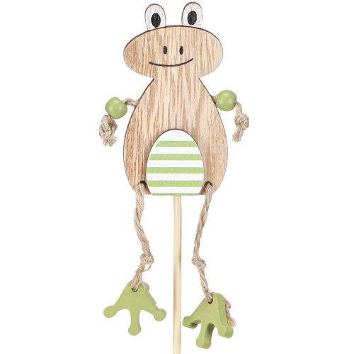 Floristik21 Blumenstecker Frosch Holz Naturgrün Ei Deko 3,5x7cm 12er Set