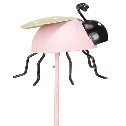 Artikel Blumenstecker Marienkäfer Metall Grün Rosa Dekoration 6er Set