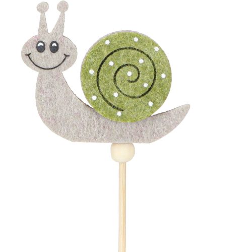 Artikel Blumenstecker Schnecke Holz Filz Grün 6,5cm - Verspielte Sommerdeko für Floristen