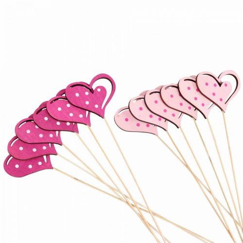 Blumenstecker Muttertag Dekostecker Herz Pink 7cm 12St
