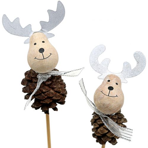 Floristik21 Stecker Rentier Zapfen Natur 8cm L30cm 12St