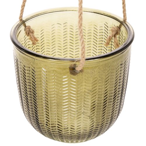 Blumentopf Glas Windlicht zum Hängen Lila Grün 14cm 2St | Floristik21.de