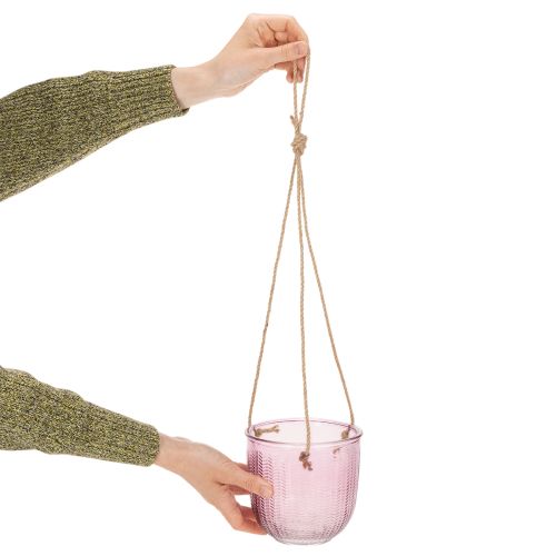 Blumentopf Glas Windlicht zum Hängen Lila Grün 14cm 2St | Floristik21.de