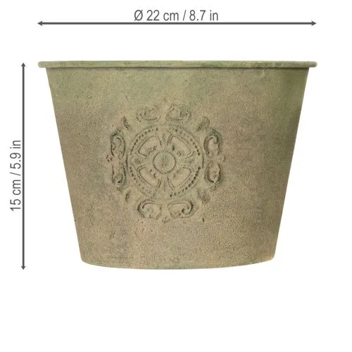 Blumentopf Metall Grün Vintage Ø22cm–13,5cm 3er-Set | Floristik21.de