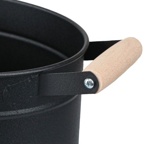 Artikel Blumentopf Metall Oval Griffe Schwarz 34x19,5x15cm - Dekoration