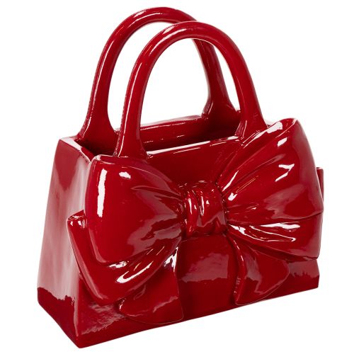 Deko Vase Handtaschenform Schleife Polyresin Rot glänzend 22cm einkaufen | Floristik21.de