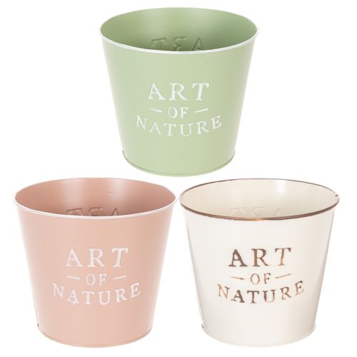 Blumentopf-Set aus Metall, rund, 17 cm, Pastellfarben, 3 Stück, für Innen