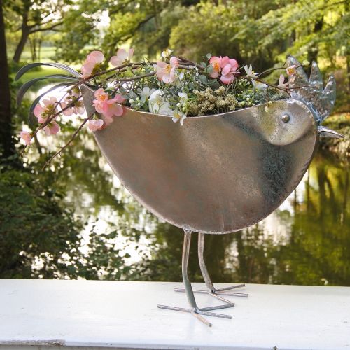 Artikel Blumentopf Huhn Metall Vogel Metallic Rosé 51×16×37cm