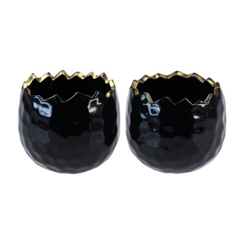 Artikel Blumentopf Keramik Ei Pflanztopf Schwarz Ø10cm H8cm 2 St