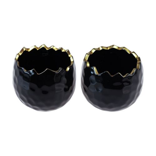 Artikel Blumentopf Keramik Ei Pflanztopf Schwarz Ø10cm H8cm 2 St