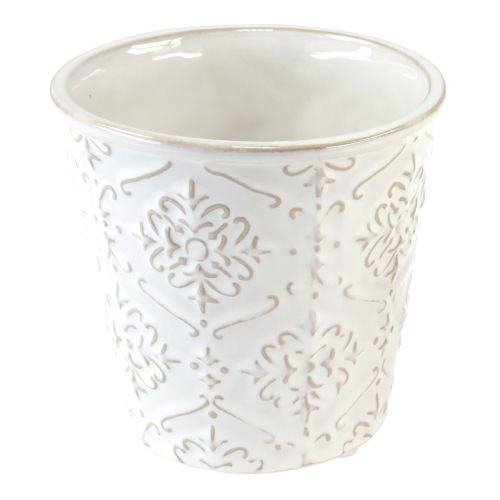 Floristik21 Blumentopf Keramik Übertopf Weiß Creme Beige Ø13,5cm 2 St