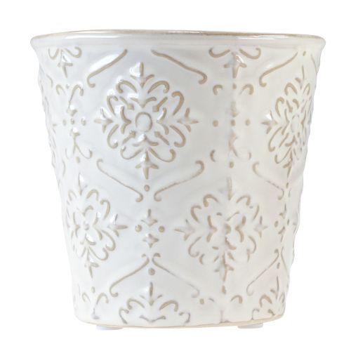 Floristik21 Blumentopf Keramik Übertopf Weiß Creme Beige Ø13,5cm 2 St