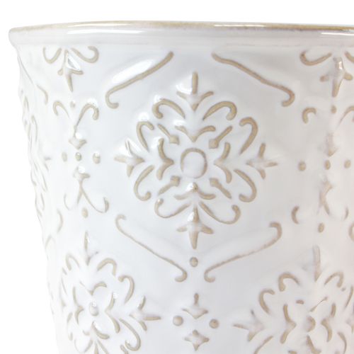 Floristik21 Blumentopf Keramik Übertopf Weiß Creme Beige Ø13,5cm 2 St