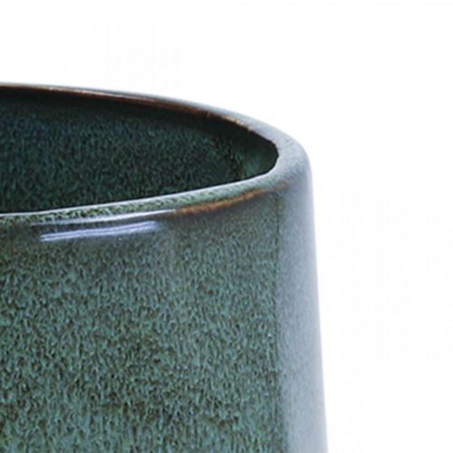 Blumentopf Keramik Übertopf Grün Sechseckig Ø14cm H12cm