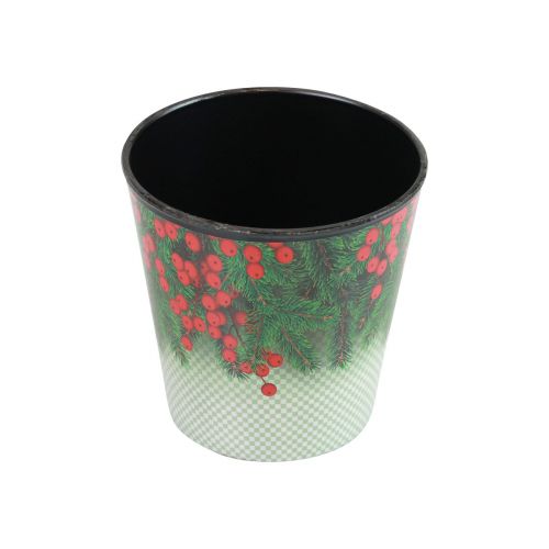 Floristik21 Blumentopf Weihnachten Übertopf Eimer Ilex Ø11cm H10,5cm