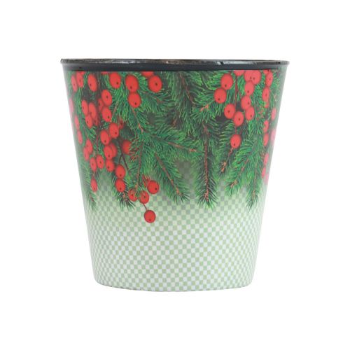 Floristik21 Blumentopf Weihnachten Übertopf Eimer Ilex Ø11cm H10,5cm