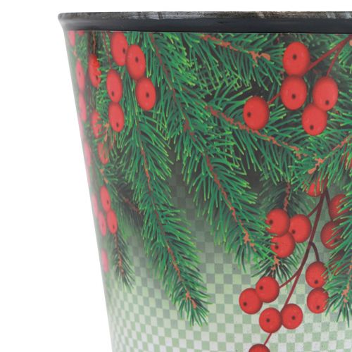 Floristik21 Blumentopf Weihnachten Übertopf Eimer Ilex Ø11cm H10,5cm