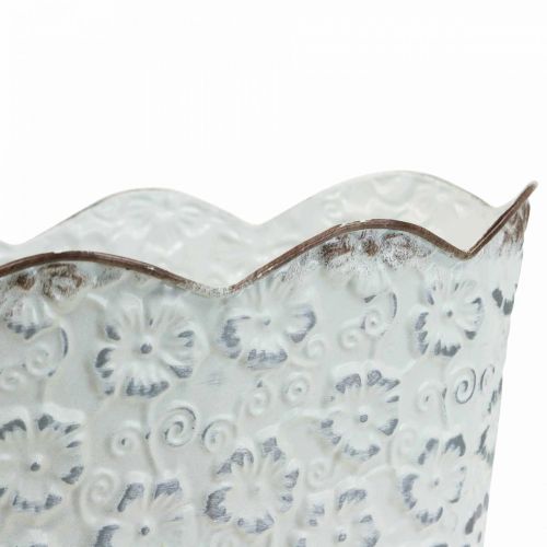 Floristik21 Pflanzschale Weiß Metall Übertopf Pflanztopf 26×14×12,5cm