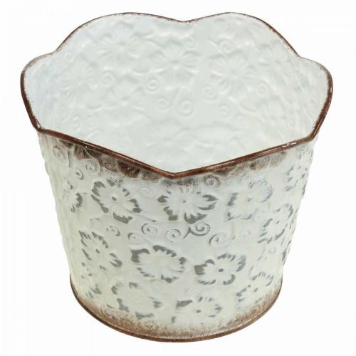 Floristik21 Blumentopf Weiß Metall Übertopf Pflanztopf Ø16cm H12,5cm